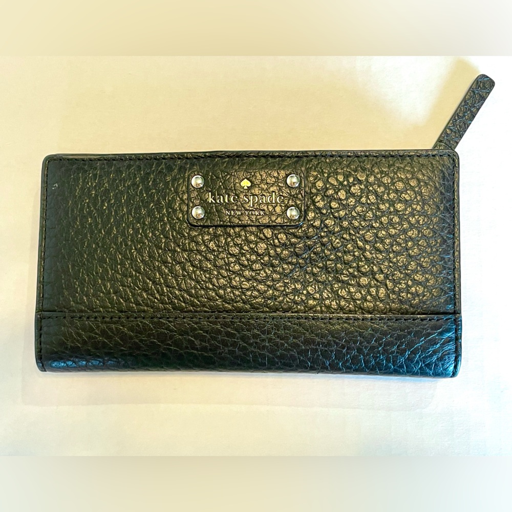 Kate Spade black leather pebble grain wallet